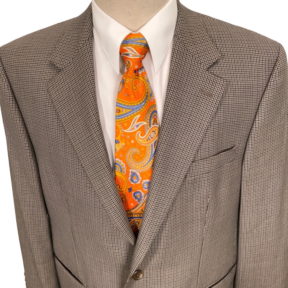 Lauren Ralph Lauren Blazer Mens 44R Brown Houndstooth Academic Old Money Jacket